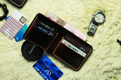 Vintage Leather Mens Slim Small Wallet Leather Small Wallets billfold Wallet for Men