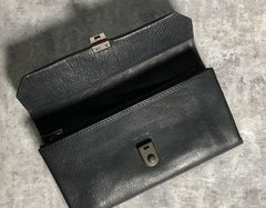 Handmade Genuine Leather Mens Cool Long Leather Wallet Phone Wallet Clutch Wallet for Men