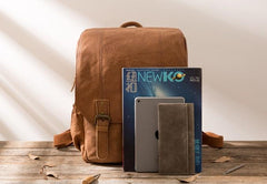 Cool Brown Mens Leather Backpacks Travel Backpacks Laptop Backpack for men