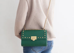 Leather Stylish Womens Rivet Handbag Work Purse Chain Shoulder Bag for Women