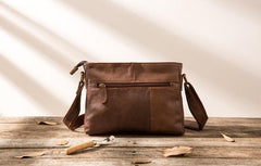 Cool Small Leather Vintage Mens Messenger Bag Shoulder Bags  for Men