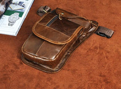 Cool Leather Drop Leg Bag Belt Pouches Mens Waist Bag Shoulder Bag for Men