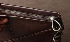 Leather Mens Clutch Cool Wallet Zipper Clutch Wristlet Wallet for Men