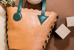 Handmade Genuine Leather Shopper Bag Bucket Bag Shoulder Bag Purse For Women - EverHandmade