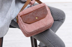 Cool Mens Canvas Leather Side Bag Gray Courier Bag Messenger Bag for Men