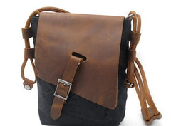 Cool Mens Waxed Canvas Leather Small Courier Bags Canvas Side Bags Messenger Bag for Men