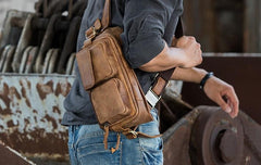 Vintage Leather Fanny Packs Mens Waist Bag Hip Pack Belt Bag for Men