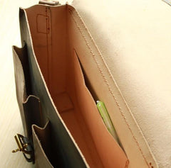 Handmade Vintage Leather Mens Cool Messenger Bags Gray Shoulder Bag for Men