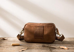 Cool Small Mens Leather Camel Bag Messenger Bags Shoulder Bags  for Men