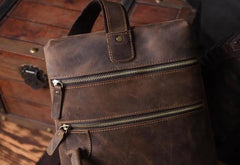 Genuine Leather Mens Cool Chest Bag Sling Bag Crossbody Bag Travel Bag Hiking Bag for men