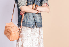 Handmade Leather Purse Cute Cube Bag Crossbody Bag Shoulder Bag Purse For Women - EverHandmade