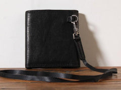 Genuine Leather Mens Cool billfold Leather Wallet Men Small Wallets Trifold for Men