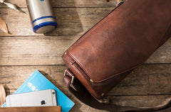 Cool Small Mens Leather Barrel Bag Messenger Bags Shoulder Bags  for Men
