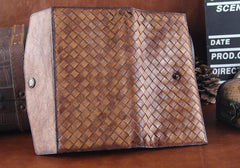 Handmade Leather Mens Clutch Cool Braided Wallet Clutch Wristlet Wallet for Men