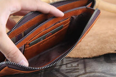 Genuine Leather Mens Cool Braided Wallet Long Leather Wallet Clutch Wristlet Wallet for Men