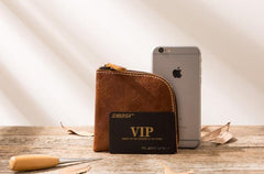 Cool Leather Mens Small Front Pocket Wallet Vintage billfold Wallets for Men