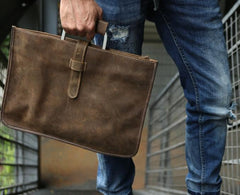 Slim Leather Mens Cool Briefcase Work Bag Business Bag Laptop Bag for men