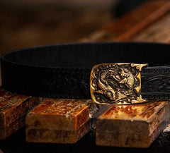 Handmade Black Leather Cool Mens Belts Leather Men Belts for Men