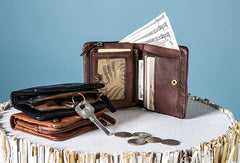 Handmade Genuine Leather Wallet billfold Leather Wallet Slim Bifold Wallet Bag For Women - EverHandmade