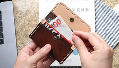 Leather Mens Card Wallet Front Pocket Wallets Small Slim Wallets Change Wallet for Men