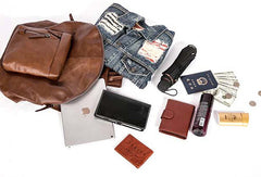 Handmade Leather Large Travel Bag Backpack Bag Shoulder Bag Laptop Women Leather Purse - EverHandmade