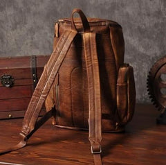 Cool Brown Leather Mens Backpack Large Brown Travel Backpack Hiking Backpack for men