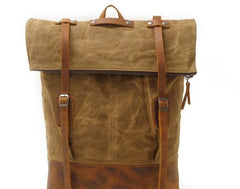 Cool Waxed Canvas Leather Mens Backpacks Canvas Travel Backpack Canvas School Backpack for Men