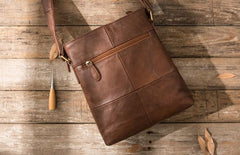 Cool Small Leather Coffee Mens Messenger Bags Shoulder Bags for Men