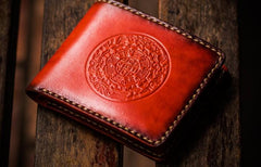 Handmade Leather Tibetan Mens Small Wallet Cool Leather Wallet billfold Wallet for Men
