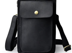 Mens Leather Small Belt Pouch Side Bag Waist Pouch COURIER BAG Holster Belt Case for Men