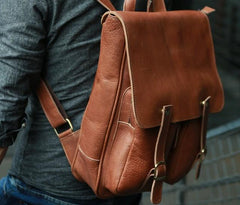 Leather Brown Mens Backpack Cool Travel Backpacks Laptop Backpack for men