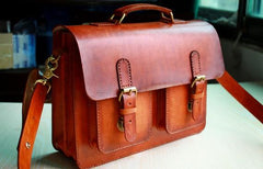 Cool Handmade Leather Mens Messenger Bag Briefcase School Bag for men