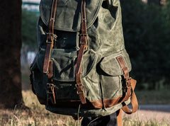 Cool Mens Waxed Large Canvas Backpack Travel Canvas Backpack for Men
