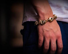 silver Brass Stainless Steel Biker Trucker Skulls Heavy Gothic Skulls Mens Bracelet Biker Jewelry