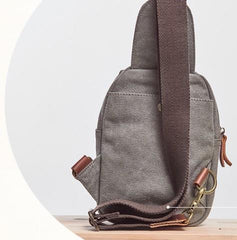 Cool Gray Canvas Mens Sling Bag Chest Bag One Shoulder Packs for men