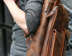 Cool Brown Leather Mens Backpack Travel Backpacks Laptop Backpack for men