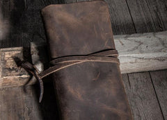 Vintage Leather Long Wallets for men Bifold Men Long Wallets