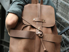 Cool Coffee Mens Leather Backpack Travel Backpacks Laptop Backpacks for men