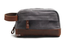 Cool Waxed Canvas Leather Mens Wristlet Bag Vintage Clutch Zipper Bag for Men
