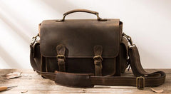 Coffee Vintage Leather Mens Camera Messenger Bag Crossbody Camera Bags for Men
