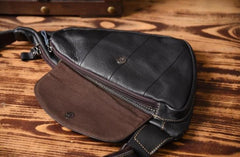 Cool Leather Mens Chest Bag Sling Bag Sling Crossbody Bag Travel Sling Bag for men
