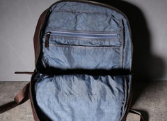 Cool Genuine Leather Mens Backpacks Large Coffee Travel Backpack Hiking Backpack for men