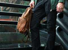 Cool Brown Mens Leather Backpack Travel Backpacks Cool School Backpacks for men