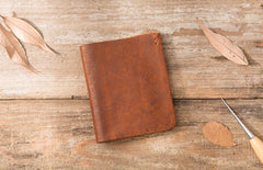 Handmade Leather Mens Small Wallets Bifold Vintage Slim billfold Wallet for Men
