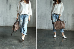 Vintage WOMENs LEATHER Work Handbag Shoulder Briefcase Purse FOR WOMEN