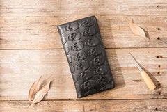 Cool Black Skull Leather Mens Long Wallet Long Wallet for Men