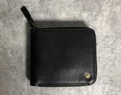Genuine Leather Mens Cool Slim Zipper billfold wallet  Men Bifold Small Wallets for Men