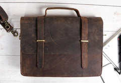 Cool Coffee Leather Mens Briefcase Work Shoulder Bag Laptop Bag Business Bag for Men