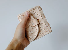 Handmade LEATHER Womens Braided Small Wallet Leather Card Small Wallet FOR Women