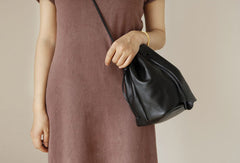 Genuine Leather Cute Bucket Bag Crossbody Bag Shoulder Bag Women Leather Purse